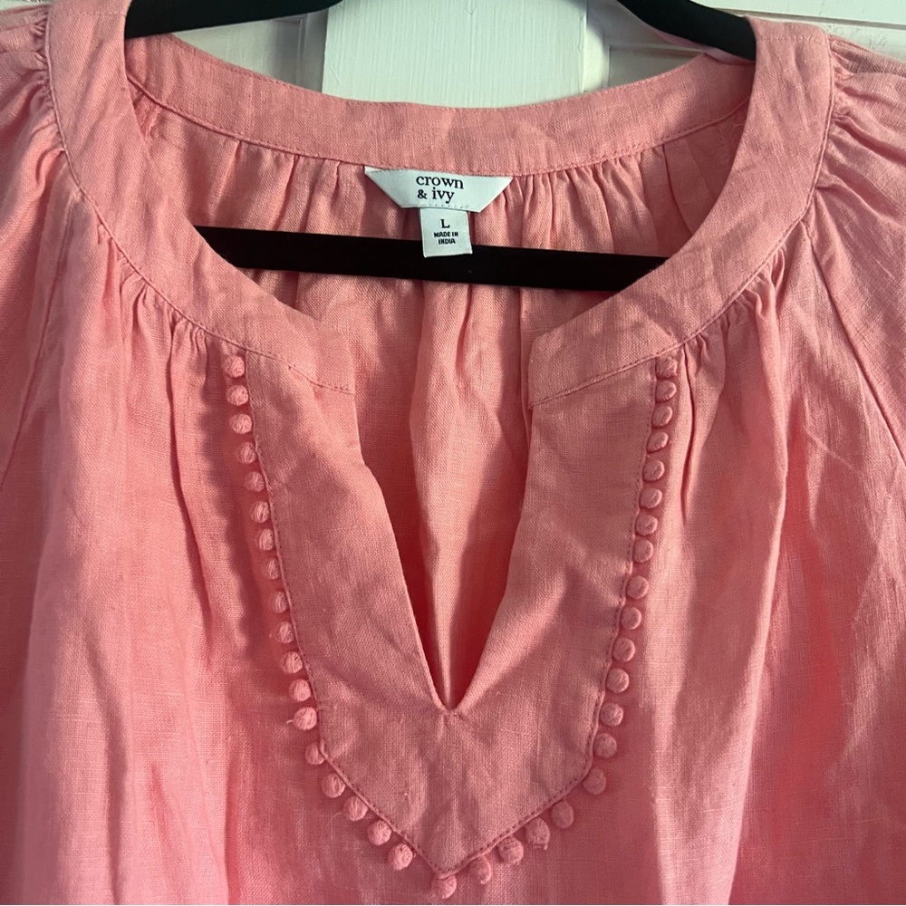 Pretty pink Crown and Ivy linen dress size Large. - Picture 3 of 10